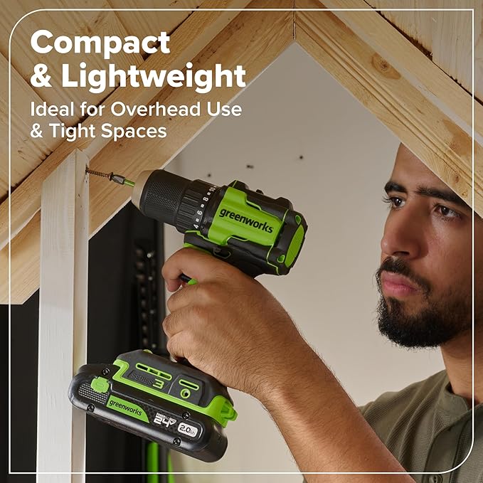 Greenworks 24V Cordless Brushless 6PCs Combo, Drill/Driver+Impact Driver+6.5" Circular Saw+Recip Saw +Oscillating Tool+Flashlight, 2.0Ah+4.0Ah Batteries (24,000mAh Power Bank) and 65W USB-C Charger