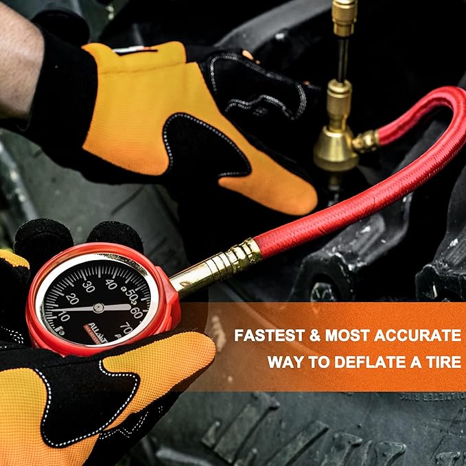 ALL-TOP 4x4 Rapid Tire Deflator Kit 0-70PSI Tire Pressure Gauge/Air Down Master/for Offroad Tire of Jeep, Truck & ATV