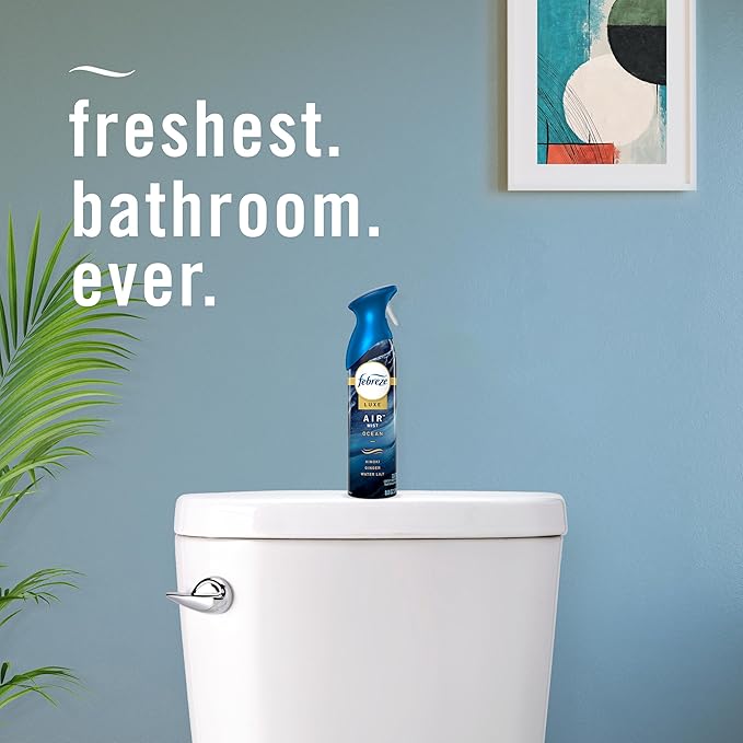 Febreze Air Mist Air Freshener Spray, Odor-Fighting Room Spray, Air Fresheners for Home and Bathroom and Kitchen, Aerosol Can, Ocean Scent, 8.8oz, 3 Count