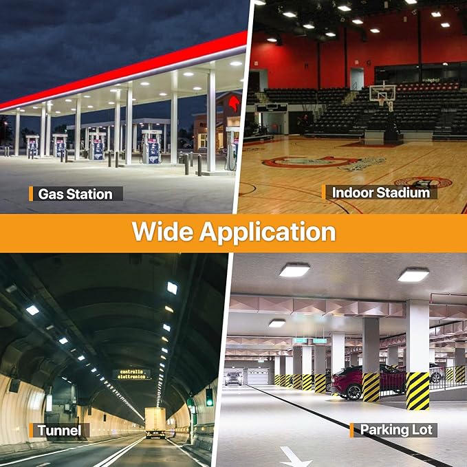 60W LED Canopy Lights 2Pack, Selectable Wattage 60/45/30W 3CCT 3000/4000/5000K, IP65 ETL Listed Commercial Canopy Lights for Gas Station Warehouse Garage Shop