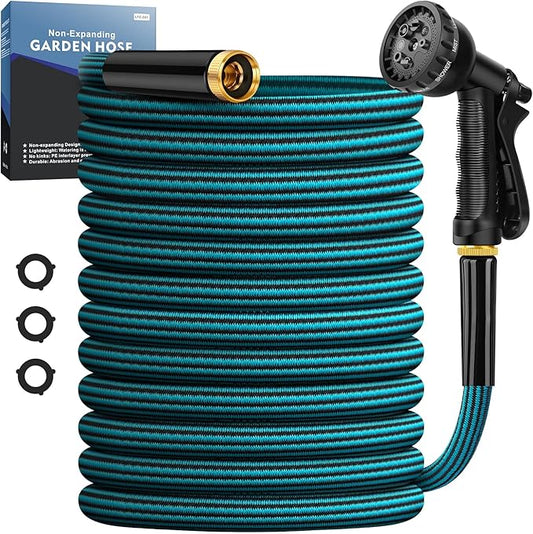 Garden Hose 100ft, Non-Expanding Water Hose Ultra Lightweight, Kink-Free, Sturdy, Flexible, Abrasion Resistant Hose for Yard, Lawn, Outdoor, Marine and Camper