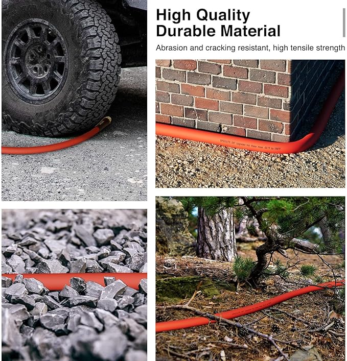 SPECILITE 3/4" Hot/Cold Garden Water Hose 75 ft, -50℉-190℉,Flexible & Lightweight With 3/4" Brass Fittings for Yard, Outdoor, Farm, Red