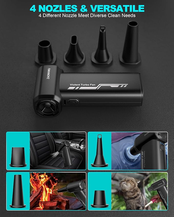Compressed Air Duster - 150000RPM Ultra-Powerful Electric Air Duster with 3-Gear Adjustable Mini Fast Charging Air Blower for Computer Keyboard, Car Cleaning, Home, and Outdoor Use