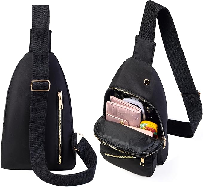 Sling Bag Crossbody Bags for Women, Small Sling Backpack Fanny Pack Cross Body Bag for Outdoors Hiking Traveling - Black