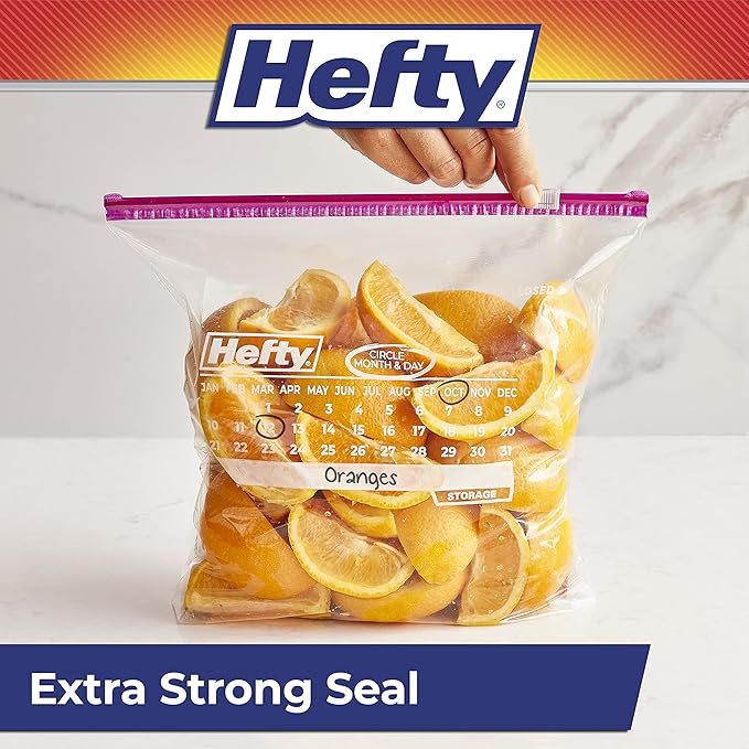 Hefty Slider Calendar Storage Bags, Gallon Size, 30 Count (Pack of 4), 120 Total