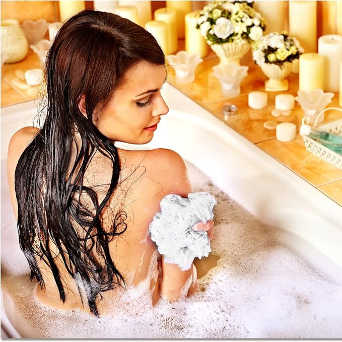Chengu 80 Pcs Loofah Bulk Sponge Bath Sponges for Shower Bath, Travel, Baby, Women, Men, 20g (White)