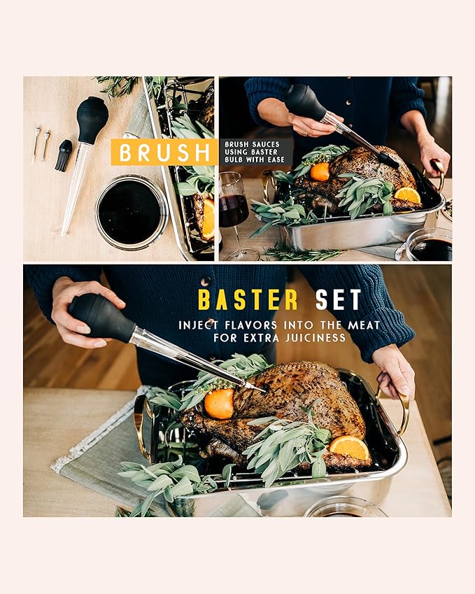 Liquid Solution Two Oversized Heavy Duty Brining Bags, along with Two Strong and Durable Meat Claws and a Turkey baster kit – Perfect for Large Turkey and Meat Roast – Delicious and Efficient