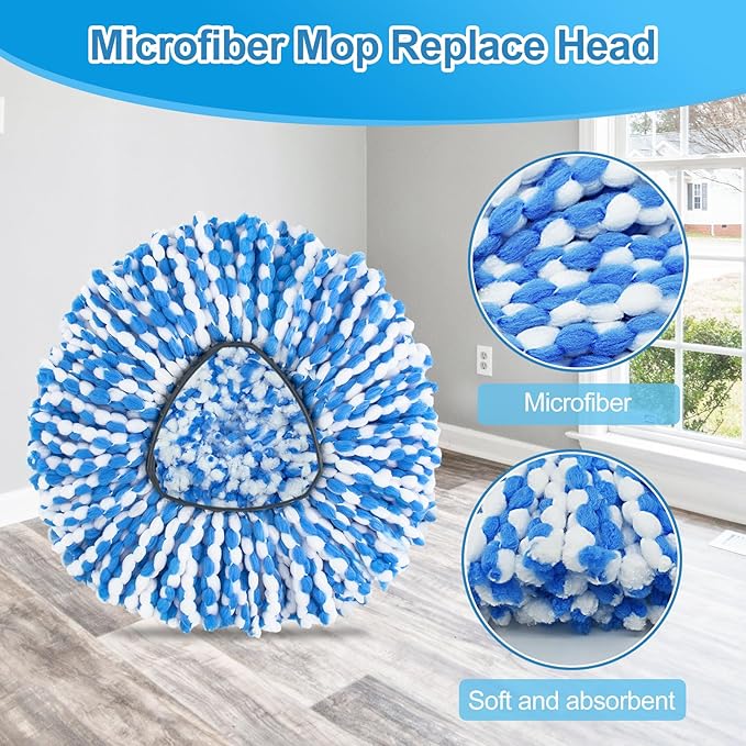 Spin Mop Handle, Mop Replacement Heads,Brush,Base Compatible with OCedar RinseClean 2 Tank,Inclued 2 Microfiber Mop Heads,1 Mop Base,2 Brush and 4-Section Mop Handle for Ocedar,Use for Floor Cleaning