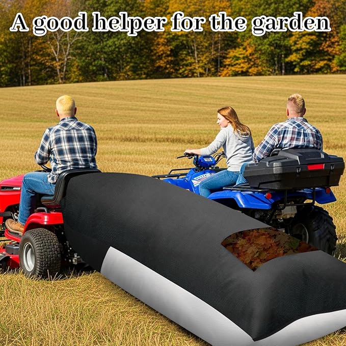 Patelai 2 Pcs 2025 New Lawn Tractor Leaf Bag 420d Grass Catcher Bag for Riding Lawn Mower, 78.7 x 52 Inch Large Capacity Grass Catcher for Leaf Collection Heavy Duty Material Collection(Black,White)