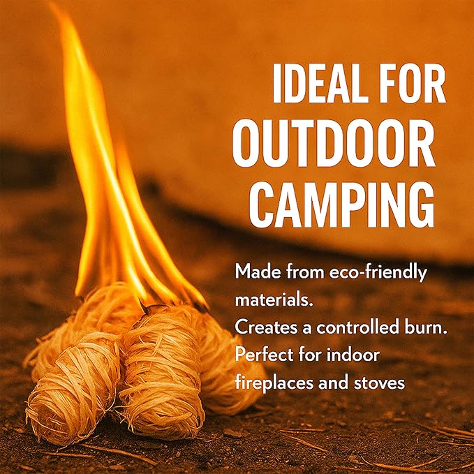 200 PCS Natural Wax & Sawdust Fire Starters – All-Weather Charcoal Starters for Campfires, Grill, Fire Pit, Indoor Fireplaces, BBQ, Wood Stove, Smoker