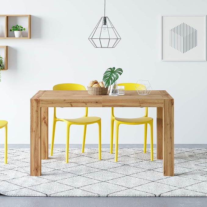 Mobili Fiver, Iacopo Extendable Dining Table, 55.1(86.6) x35.4 in, Ashwood White, Made in Italy
