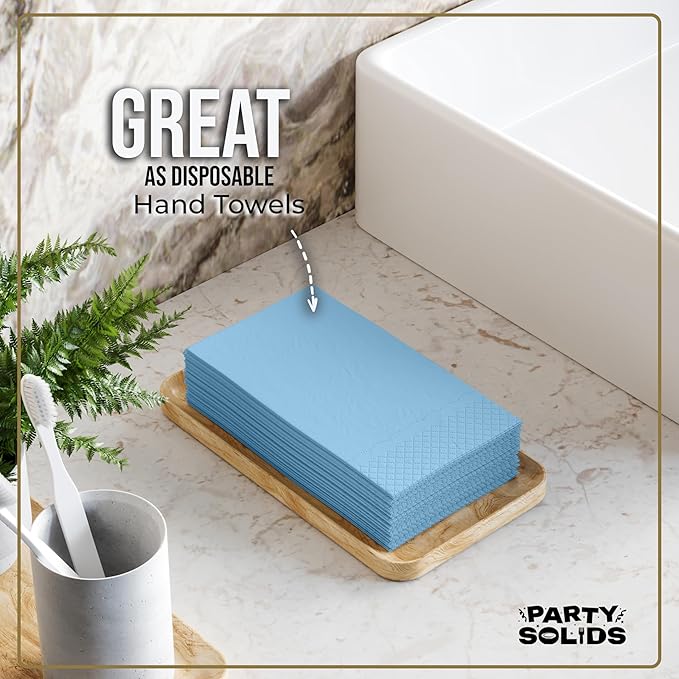 Light Blue Dinner Napkins Disposable 8" x 4" Folded - 40 Pcs 2 Ply Light Blue Napkins Disposable Paper Guest Towels for Bathrooms, Dinners, Everyday Parties & Party Supplies