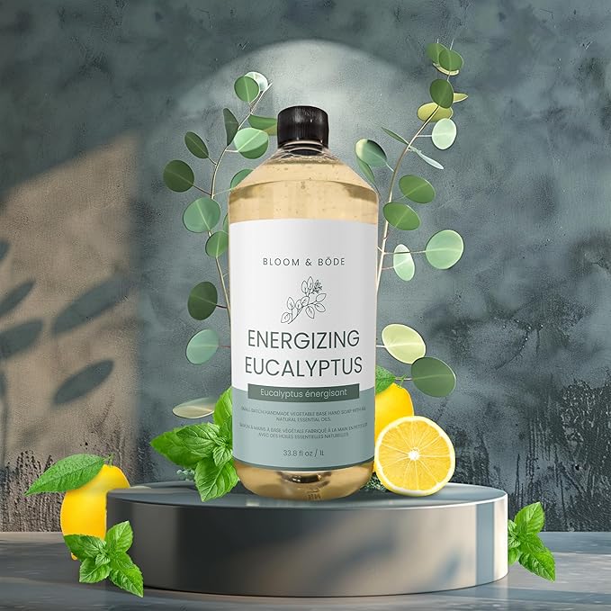 Bloom & Bōde Luxury Liquid Hand Soap Refill With Essential Oils - Natural Scented Hand Wash - Gentle Handwash - Moisturizing Hand Soap Refill, Energizing Eucalyptus Scent, 33.8 fl oz / 1L