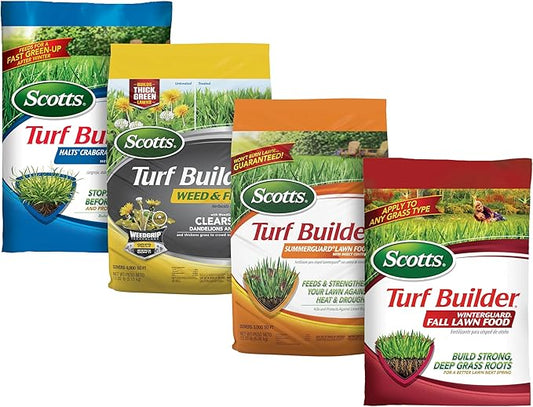 Scotts Turf Builder 4-Bag Bundle for Small Lawns with Halts Crabgrass Preventer, Weed & Feed5, SummerGuard and WinterGuard