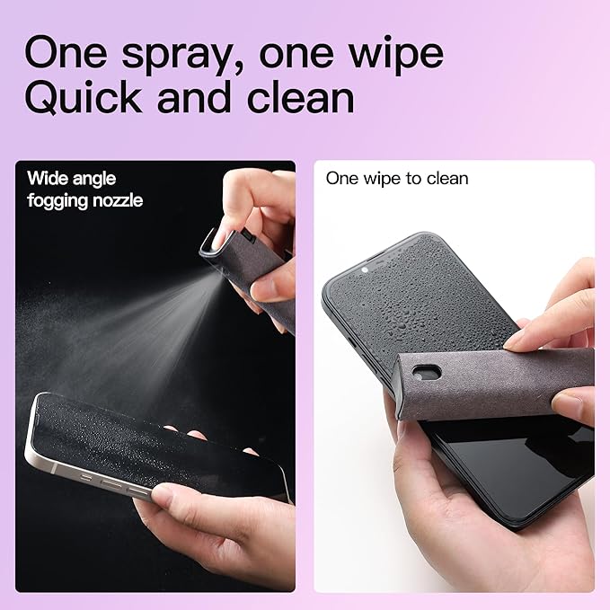 Touchscreen Screen Cleaner Kit 2 Pcs, Phone, Tablet and Car Screen Cleaner, Two in One Spray and Microfiber Cloth(2 Pack Pink)
