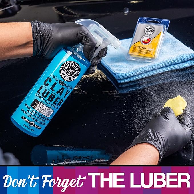 Chemical Guys Clay Bar Kit - Complete System - Clay Bar and Lubber Combo with Accessories for Smooth Paint Finish - Removes Embedded Dirt, Overspray, and Fallout - 6 Item Kit