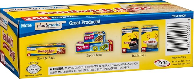Sandwich Bags With Fold & Close Top (6.5 in X 5.5) in 200 Count Pack of 4