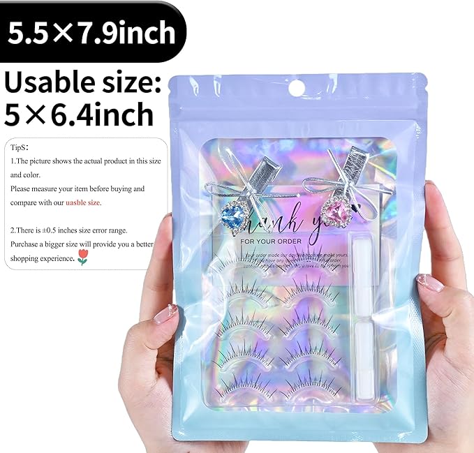 100 Pack Resealable Plastic Bags for Food Storage, Zipper Bags with Clear Front Window, Packaging Pouch for Small Business (Pink & Blue, 5.5x7.9 inch)