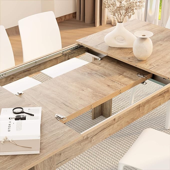 Mobili Fiver, Easy, Extendable Dining Table, 55,1(86,6) x35,4 in, Oak, for 6-8 People, Expandable Dining Table for Kitchen, Italian Furniture