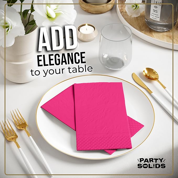 Cerise Dinner Napkins Disposable 8" x 4" Folded - 40 Pcs 2 Ply Cerise Napkins Disposable Paper Guest Towels for Bathrooms, Dinners, Everyday Parties & Party Supplies