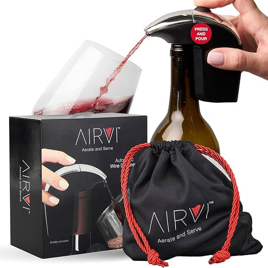 Automatic Wine Dispenser - Electric Aerator Pourer Spout and Decanter, Hands-Free, No-Spill, No-Drip – Enhances Aroma and Flavor – Premium Gifts, Accessories for Wine Lovers, Drinkers (Silver)