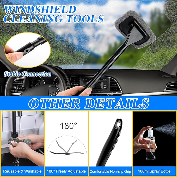 AUTODECO 38Pcs Car Wash Detailing Kit Cleaning Kits with Foam Gun Sprayer Collapsible Bucket Drill Brush Large Wash Mitt Towels Complete Interior Exterior Car Washing Supply Set Blue