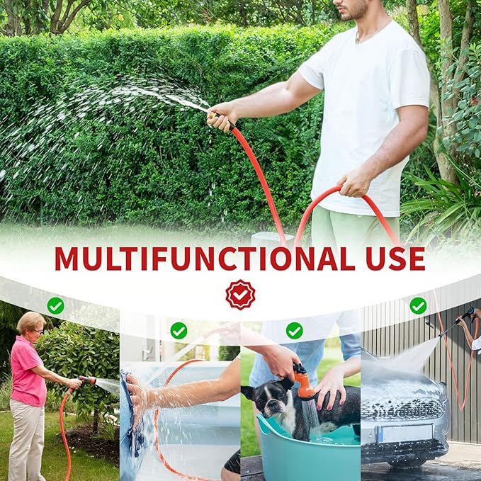 Garden Hose 5 ft x 5/8” Hot Water Hose,-50°F to 190°F,Burst 600Psi Flexible & Lightweight Upgraded Rubber Hoses,3/4” Solid Fittings for All-weather Outdoor Lawn & Garden
