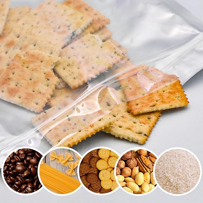 1 Gallon 60 Packs Mylar Bags For Food Storage, 10"x 14" Mylar Bags With Window, Freeze Dried Candy Bags, Reusable Storage Bags For Food, Mylar Food Storage Bags for Long Term Food Storage