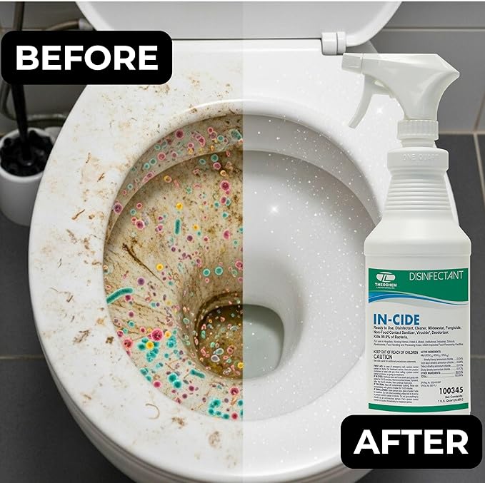 In-Cide Disinfectant Spray EPA Registered Kills 99.9% of Germs Norovirus MRSA – Multi Surface Cleaner for Homes Schools Hospitals Fresh Scent 32 oz 2 Pack