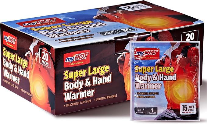 Body & Hand Warmer, Long Lasting Heat, Non-Adhesive, Air-Activated Warmers for Outdoor Sports, Camping, Winter Commutes - Made in Korea