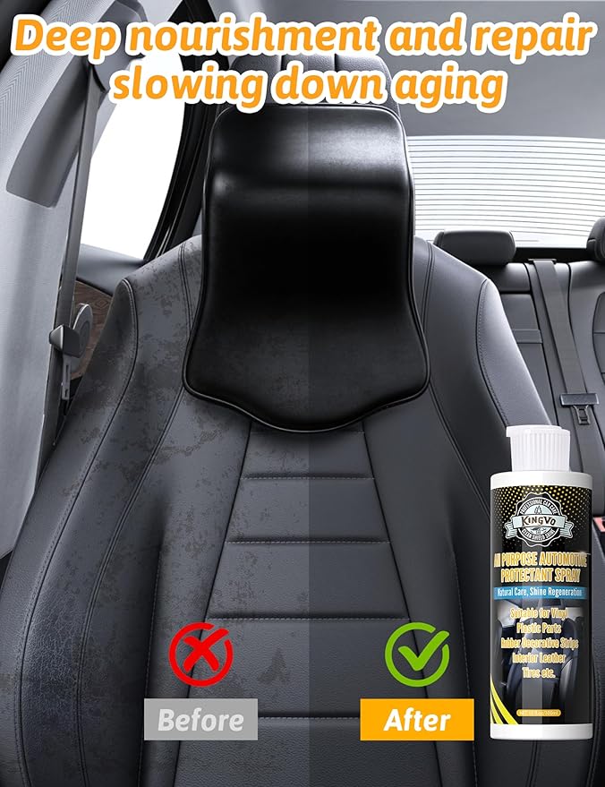 Kingvo Car Leather Conditioner, Leather Protector Repair Kit Car Interior Polish Care for Couch Vinyl Purses Boot Furniture Auto Upholstery,10 OZ