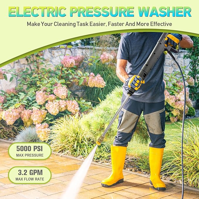 Pressure Washer Power Washer with Touch Screen, 5000PSIIMAX, 4 Quick Connect Nozzles and Foam Cannon, High Pressure Cleaning Machine for Cars Driveways Home Outdoor