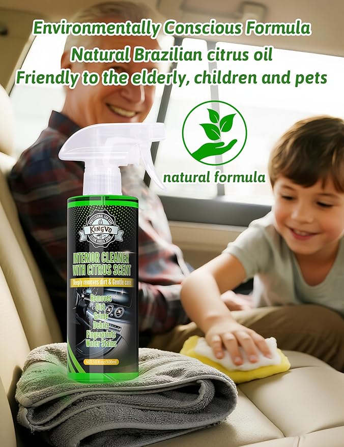 Kingvo Car Leather Cleaner and Conditioner, Interior Car Cleaner,Upholstery Care Protector Spray Kit for Boat Seat Auto Vinyl Leather Purse Couch