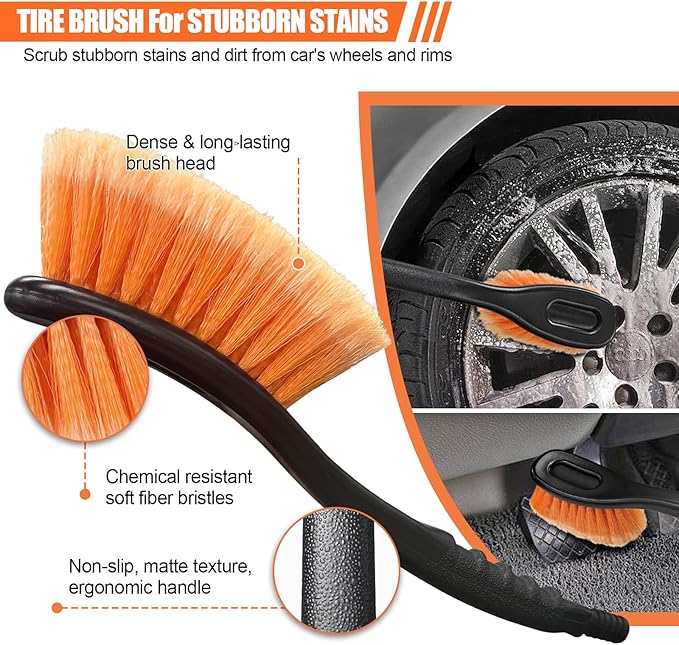 4-12ft Car Cleaning Kit, The Ultimate RV,Truck Washing Set with Soft Wash Brush, Tire Brush, Window Squeegee, Car Wash Mitt, Microfiber Cleaning Head & Extra-Thick Aluminum Extension Pole