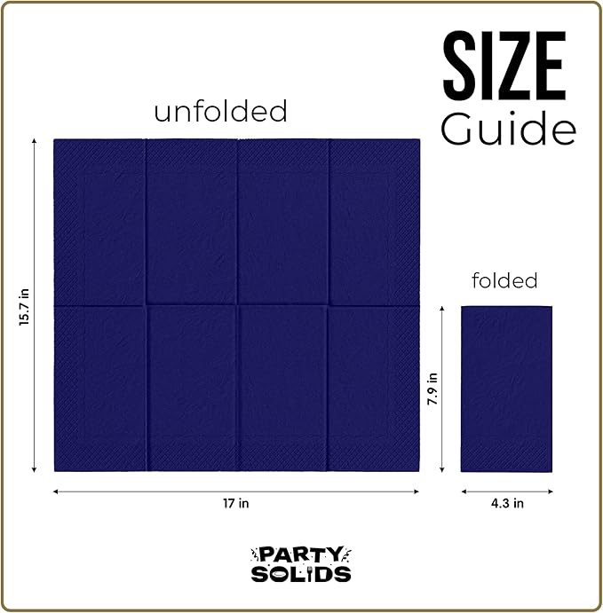 Navy Dinner Napkins Disposable 8" x 4" Folded - 40 Pcs 2 Ply Navy Napkins Disposable Paper Guest Towels for Bathrooms, Dinners, Everyday Parties & Party Supplies