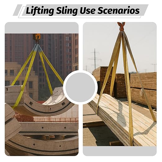 2-Pack 3"×20ft Lifting Sling, Heavy-Duty Polyester Strap, 6600 lbs Capacity, 5:1 Safety Factor, Eye-to-Eye Webbing Sling for Vehicle Recovery, Marine, Construction & Stage Use