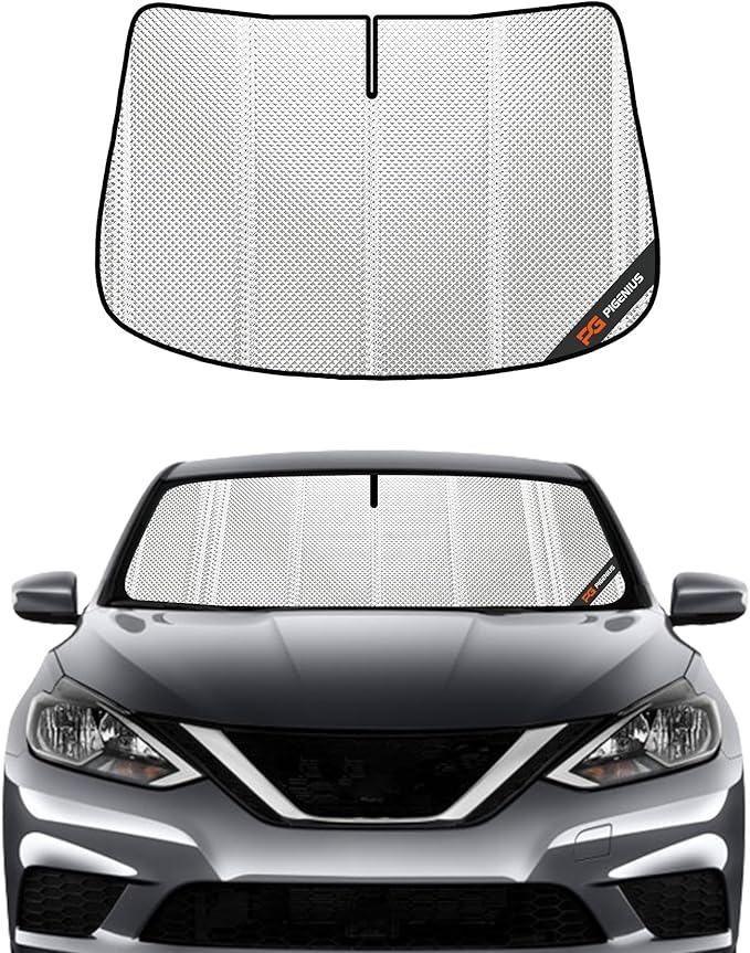 Windshield Sun Shade for Nissan Sentra 2013-2019. Full Coverage Rearview Mirror Shade for Ultimate Protection