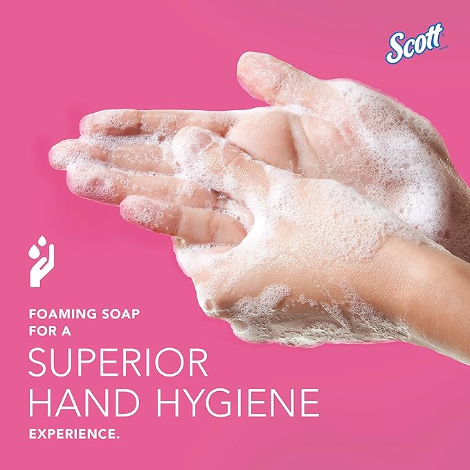 Scott Professional Foam Hand Soap with Moisturizers (11280), 1.5 L, Foaming, Pink, Floral Scent, Under-Counter Refills for Kimberly-Clark Professional Top Mounted Dispensers (2 Bottles)