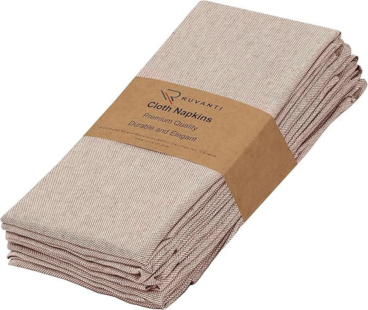 Ruvanti Cloth Napkins Set of 6, 18x18 Reusable Napkins Cloth Washable, Soft & Durable Table Napkin, Poly Cotton Fabric Dinner Napkins for Parties, Christmas, Thanksgiving, Weddings - Rust