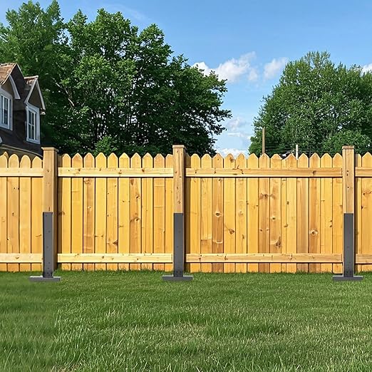 Fence Post Repair Kit 2 Pcs, Post Stake Double Ground Spike with Black Powder-Coated for Repair Tilted/Broken Wood Fence Post