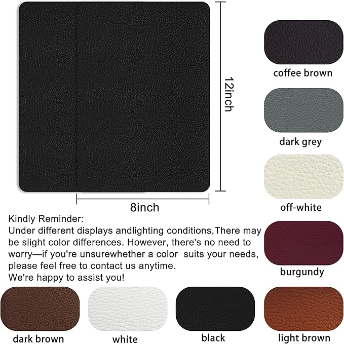 Self Adhesive Leather Repair Patch,8x12 inch Vinyl Repair Kit,Leather Repair Kit for Furniture,Car Seat,Couch,Office Chair,2 Pcs Black