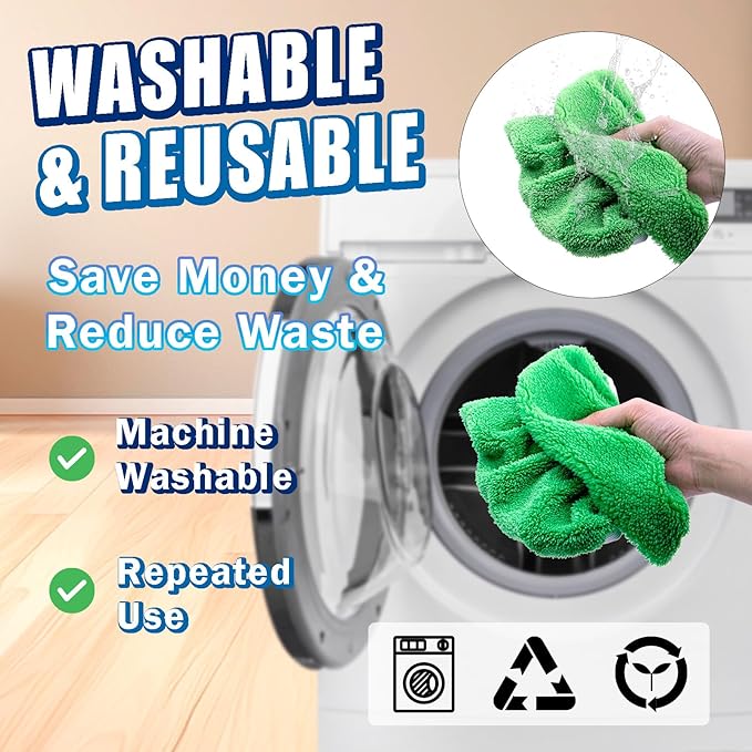 Reusable Mop Pads Compatible with Swiffer Sweeper Mop, Washable Wet Mop Pads Refills, Dry Sweeping Cloths, Microfiber Mops for Floor Cleaning -2 Pack