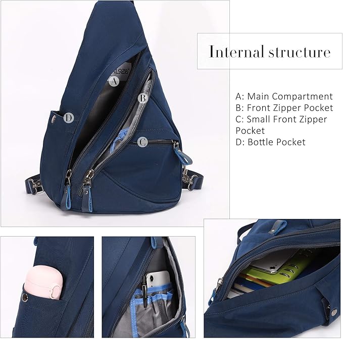 KL928 Nylon Sling Bag - Small Crossbody Backpack Shoulder Casual Daypack Multipurpose Rucksack for Men Women