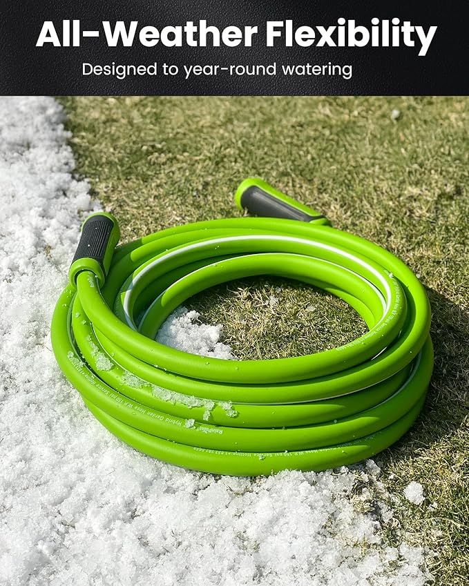 RAINPOINT Garden Hose 100ft - lightweight Heavy Duty Water Hose with Swivel Handle - Flexible, Hybrid Rubber, 5/8", Male to Female