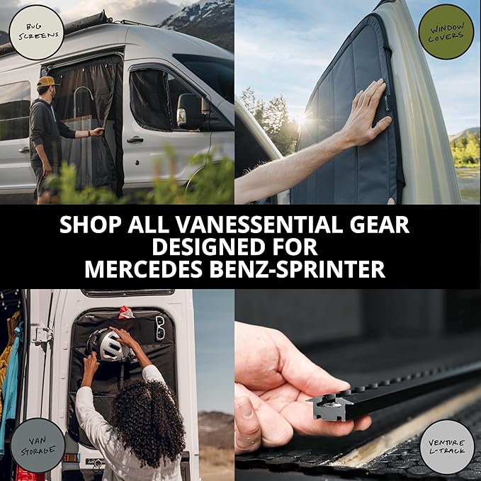 VanEssential Insulated Magnetic Blackout Front Door Window Covers (Pair) Designed for Mercedes-Benz VS30 (Van Years 2019 to Current) - Cool Gray