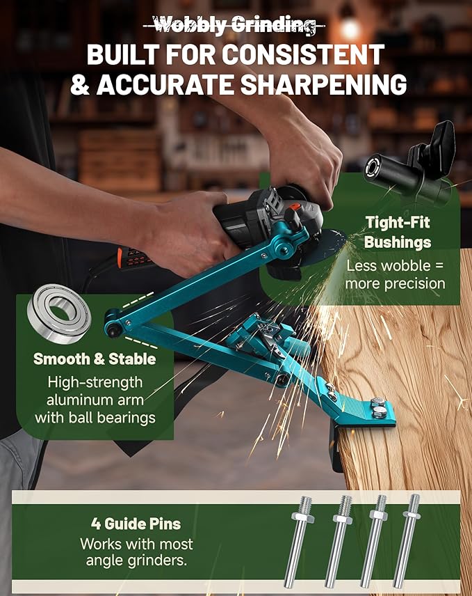 Lawn Mower Blade Sharpener, Lawnmower Blade Sharpening Tool with Balancer, Blade Sharpner Kit for Grinder