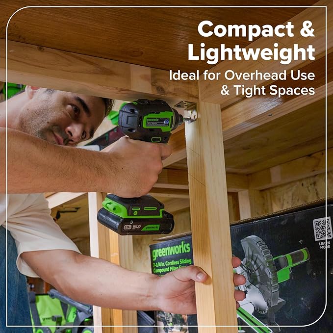 Greenworks 24V Cordless Brushless 6PCs Combo, Drill/Driver+Impact Driver+6.5" Circular Saw+Recip Saw +Oscillating Tool+Flashlight, 2.0Ah+4.0Ah Batteries (24,000mAh Power Bank) and 65W USB-C Charger
