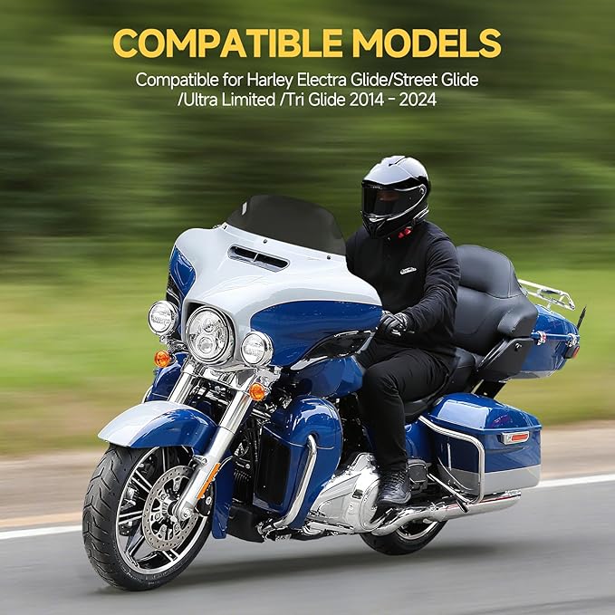 9 Inch Black Wave Windshield Windscreen Wind Splitter Compatible For 2014-2023 Fit For Harley Davidson Touring Street Glide Electra Glide Ultra Limited Tri Glide Flht Flhx Flhtk Flhtc Flhtcu