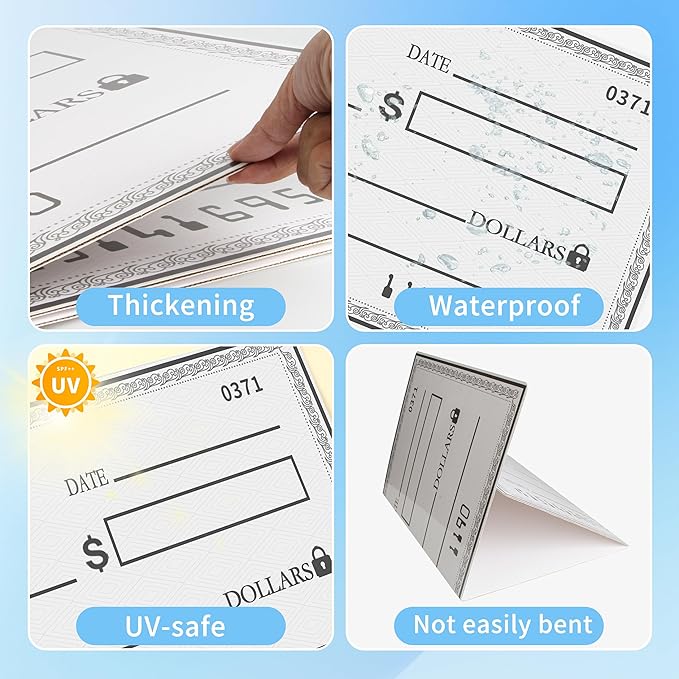 16x40 Inch Giant Dry Erase Check- Big Checks for Presentations - Easy-Fold Reusable Cardboard for Awards & Photos | Charity & Donation Events