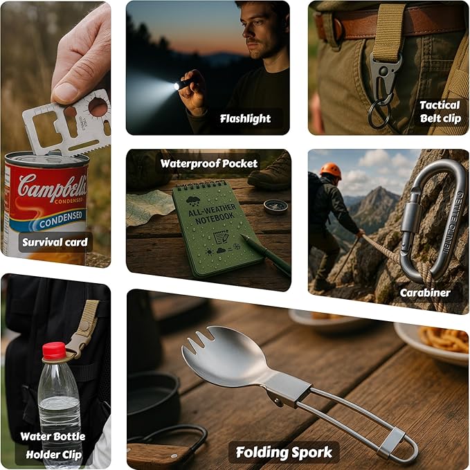 Survival Kit Advent Calendar 2025 for Men – 24 Days Christmas Countdown Survival Tools for Adult Teen, Xmas Holiday Surprise Gifts for Outdoor Enthusiasts, Camping, Fishing, Hunting, Hiking